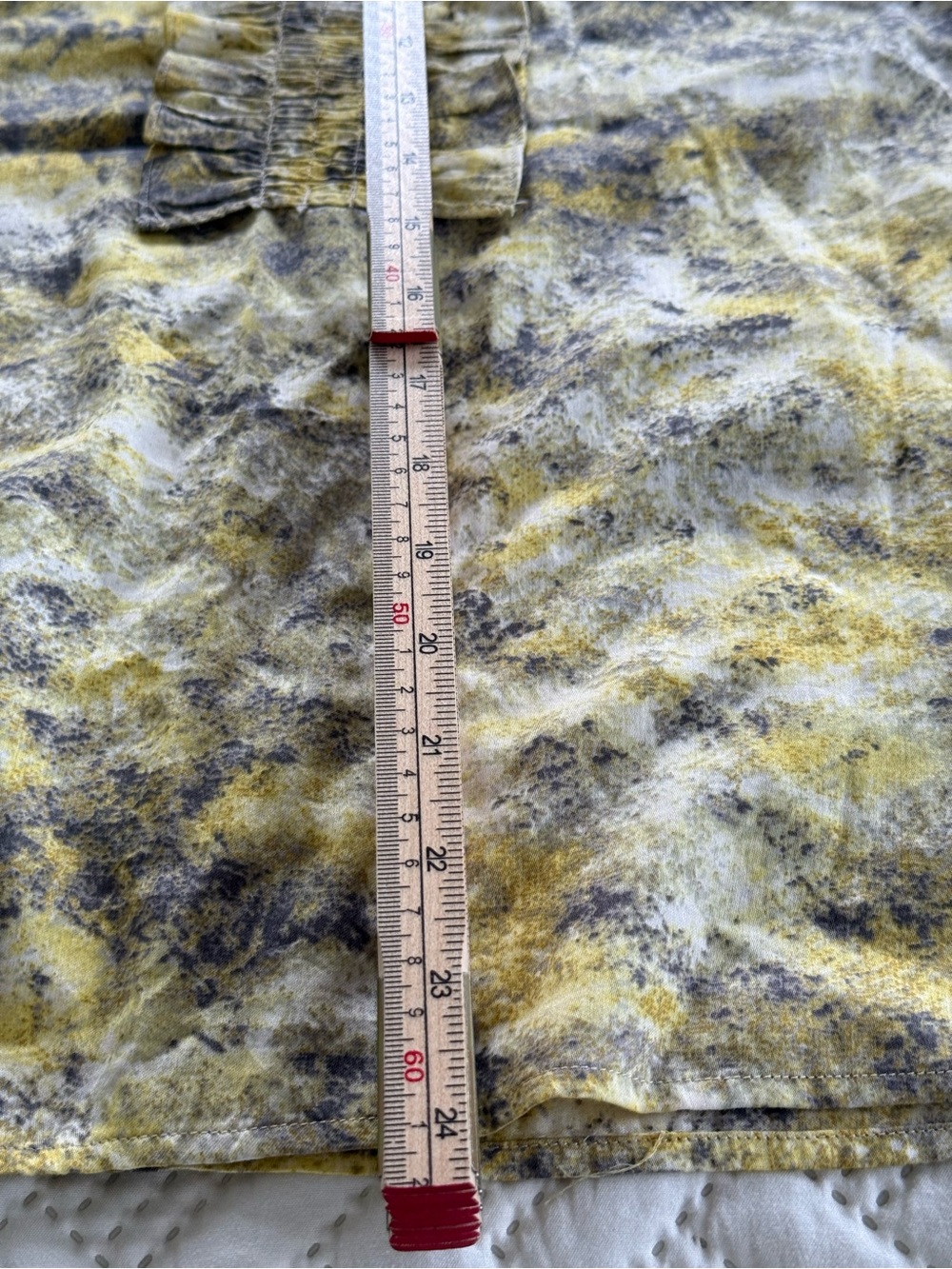 Talbots Yellow and Gray Printed Sleeveless Ruffle Front Shell - Picture 6 of 7